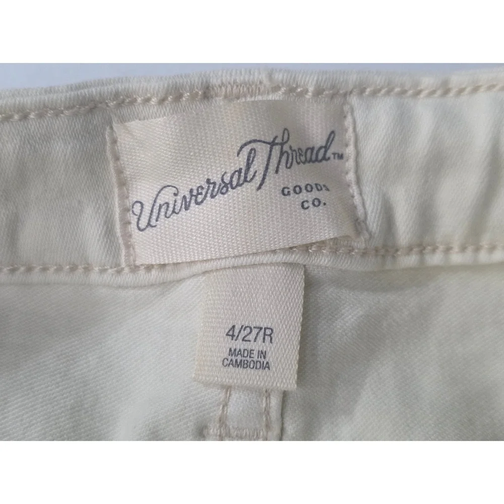 Universal‎ Thread Womens High Rise Skinny Jeans Cream Button Fly Size 4/27R